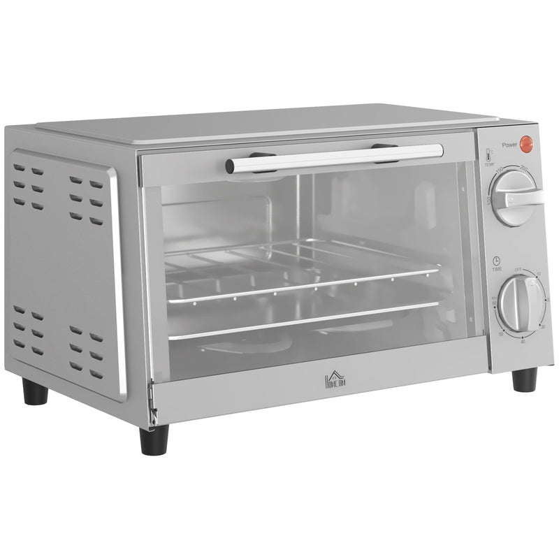 9L Mini Electric Oven with Adjustable Timer and Grill Ideal for Small Kitchens Silver