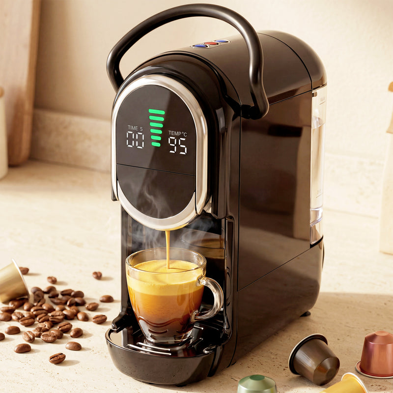 Coffee Machine for Pods and Ground Coffee Compact Easy Clean Black AOSOM
