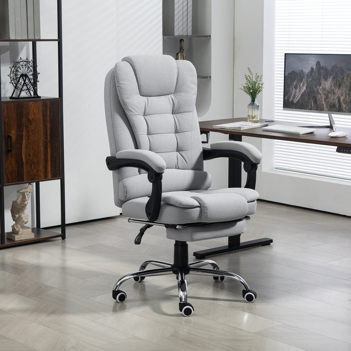 Light Grey Linen Adjustable Swivel Executive Office Chair by HOMCOM