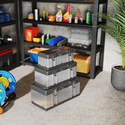 3 Piece Stainless Steel Toolbox Set With Carry Handles For Organised Tool Storage AOSOM