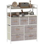 Rustic Wooden Chest of 7 Fabric Drawers with Natural Finish by HOMCOM