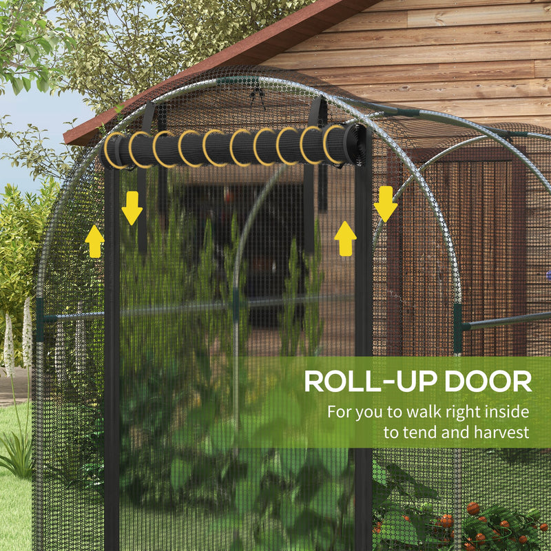 Galvanised Steel Garden Fruit Cage With Zipped Door For Plant Protection Black