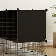 DIY Small Animal Cage with Elevated Huts for Guinea Pigs Rabbits and Hedgehogs Black by PawHut