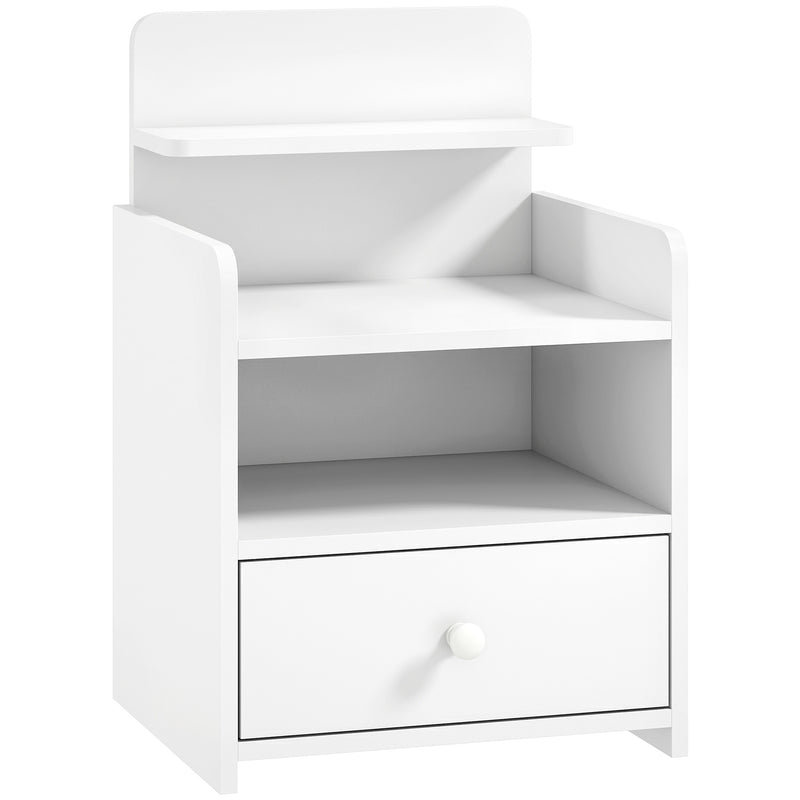 Bedside Table with Drawer and Shelves for Organising Night-Time Essentials White