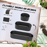 Set of 2 Dark Grey Galvanised Metal Raised Garden Beds for Flowers Herbs and Succulents