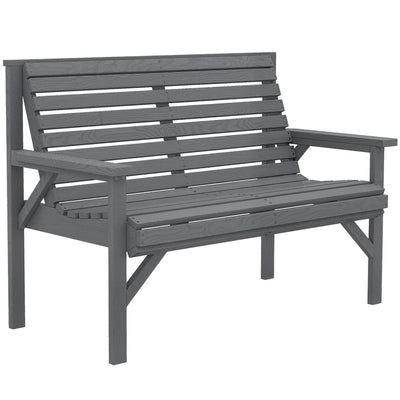 Garden Bench for Two with Curved Seat and Weather Resistant Finish Grey Outsunny