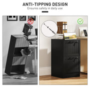 2 Drawer Lockable Filing Cabinet With Adjustable File Rails For Home Office Use Black