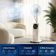 Standing Fan With Misting System and Remote Control for Cool Bug-Free Home White AOSOM