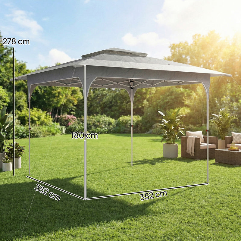 Pop Up Garden Gazebo with Double Tier Roof for Sun Protection and Easy Setup Dark Grey