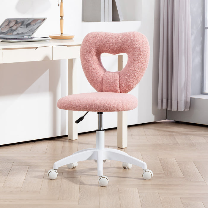 Pink Teddy Fleece Swivel Office Chair With Adjustable Height by HOMCOM