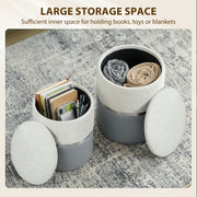 Ottoman Storage Set with Nesting Design for Living Room Organisation Grey Cream AOSOM