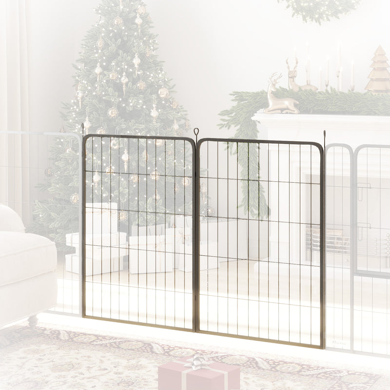 2 Piece Dog Pen Expansion Pack with 3 Connecting Stakes for 100cm High Pet Playpen by PawHut