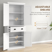 Freestanding Kitchen Storage Cabinet with Drawer and Adjustable Shelves for Organisation White