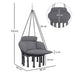 Dark Grey Hanging Hammock Chair with Soft Cushion Cotton Rope Boho Swing Seat by Outsunny