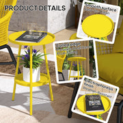Outsunny Two-Tier Metal Garden Table - Yellow AOSOM