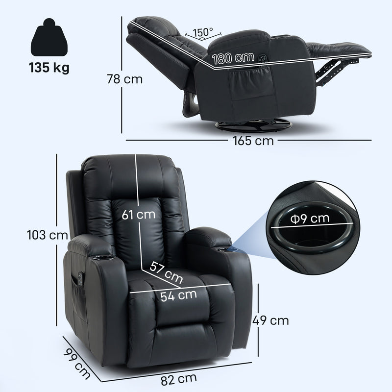 Massage Recliner Armchair with Heat and Remote for Relaxing Evenings at Home Black
