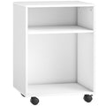 Printer Stand with Shelves and Lockable Wheels for Small Home Office Storage White Homcom