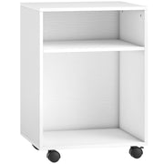 Printer Stand with Shelves and Lockable Wheels for Small Home Office Storage White Homcom