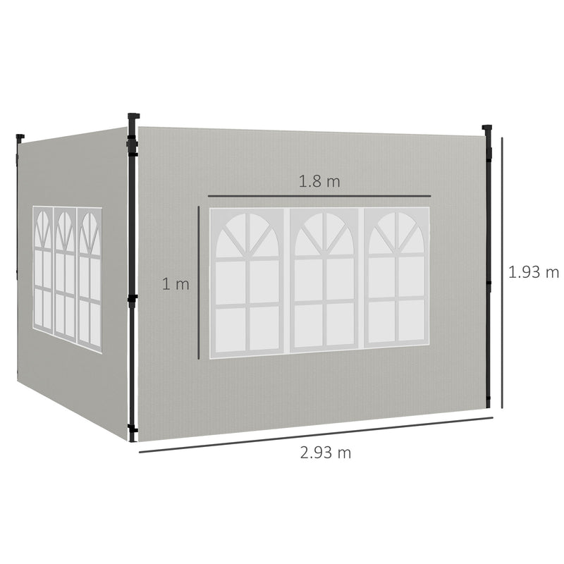 White Gazebo Side Panels With Windows 2 Pack For 3x3m Or 3x6m Garden Canopy Shelter