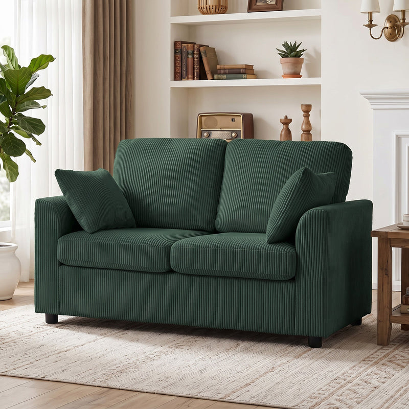 2 Seater Sofa for Small Living Rooms with Firm Support and Soft Corduroy Upholstery