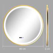 80cm Gold Tone LED Bathroom Mirror With Anti-Fog Function by HOMCOM