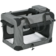 Folding Pet Carrier Bag with Mesh Panels for Travel and Outdoor Use, Grey