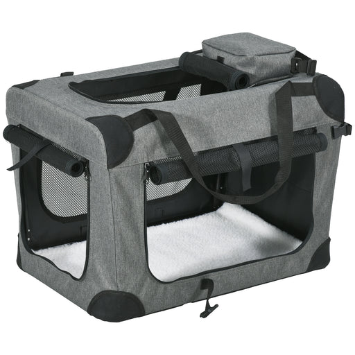 Folding Pet Carrier Bag with Mesh Panels for Travel and Outdoor Use, Grey