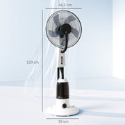 Pedestal Misting Fan with Humidifier for Cool Indoor Air and Quiet Operation White AOSOM
