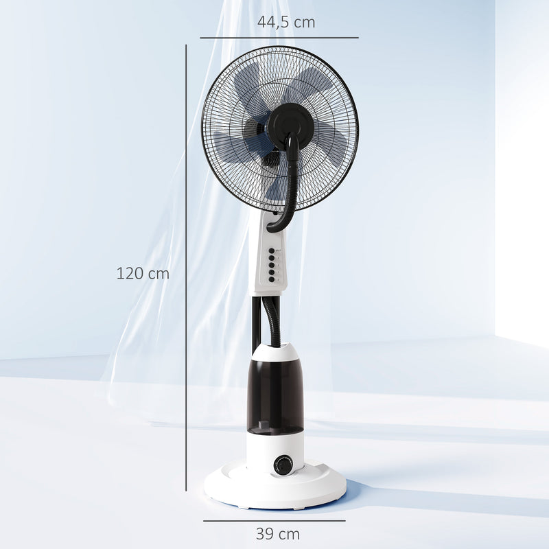 Pedestal Misting Fan with Humidifier for Cool Indoor Air and Quiet Operation White AOSOM