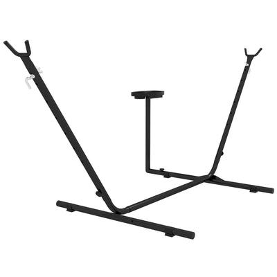 Black Steel Hammock Stand With Side Tray For Rope And Brazilian Style Hammocks
