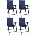Folding Garden Chairs Set of 4 for Comfortable Outdoor Seating Navy Blue Outsunny