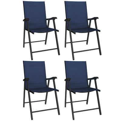 Folding Garden Chairs Set of 4 for Comfortable Outdoor Seating Navy Blue Outsunny