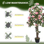 Set of Two Faux Rose Plants in Decorative Pots for Home or Office by HOMCOM