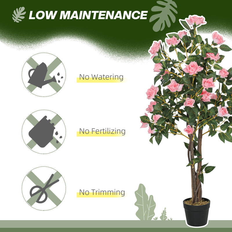 Set of Two Faux Rose Plants in Decorative Pots for Home or Office by HOMCOM