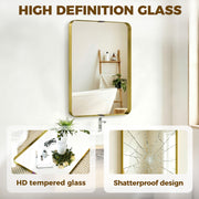 Wall Mirror Shatter Resistant with Deep Frame for Busy Homes Ready to Hang Gold Homcom