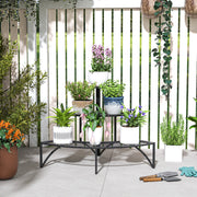 3 Tier Metal Corner Plant Stand for Garden Balcony or Patio in Black by Outsunny AOSOM