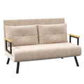 4 in 1 Velvet Feel Double Sofa Bed with Pillows Converts to Lounger or Recliner Beige
