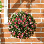 Set of 2 Pink Artificial Topiary Rose Balls 28cm UV Protected for Indoor Outdoor Decor by HOMCOM