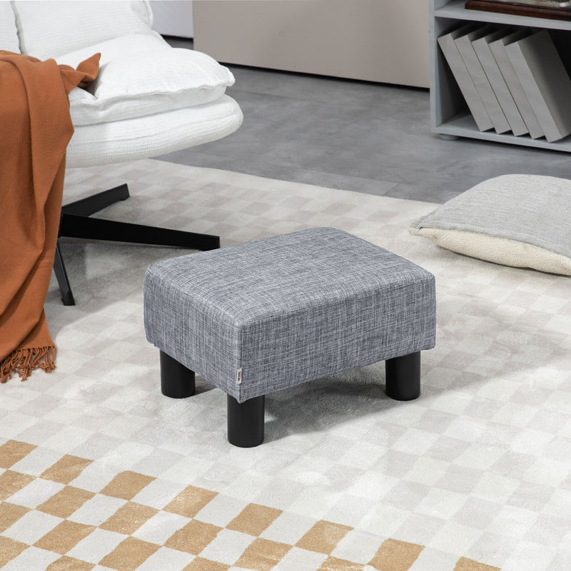 Linen Fabric Footstool Ottoman Cube with Sturdy Legs Ideal for Living Rooms, Grey