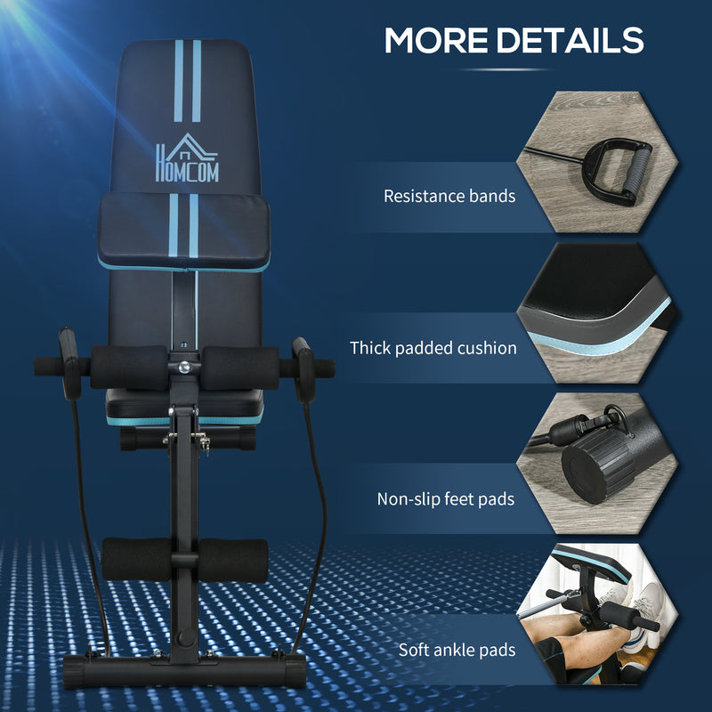 Foldable Adjustable Weight Bench for Strength Training and Sit Ups in Blue by HOMCOM AOSOM