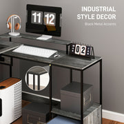 L Shaped Industrial Multi Work Desk For Home Office Charcoal Grey by HOMCOM