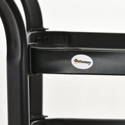 Square Black Garden Dining Table with Parasol Hole and Tempered Glass Top for Patio Use