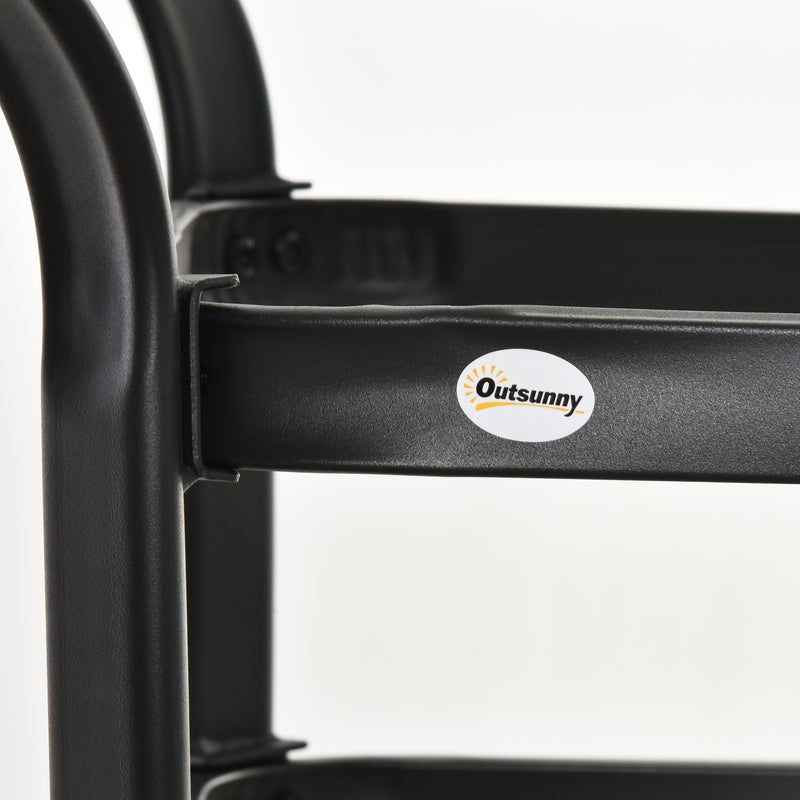 Square Black Garden Dining Table with Parasol Hole and Tempered Glass Top for Patio Use