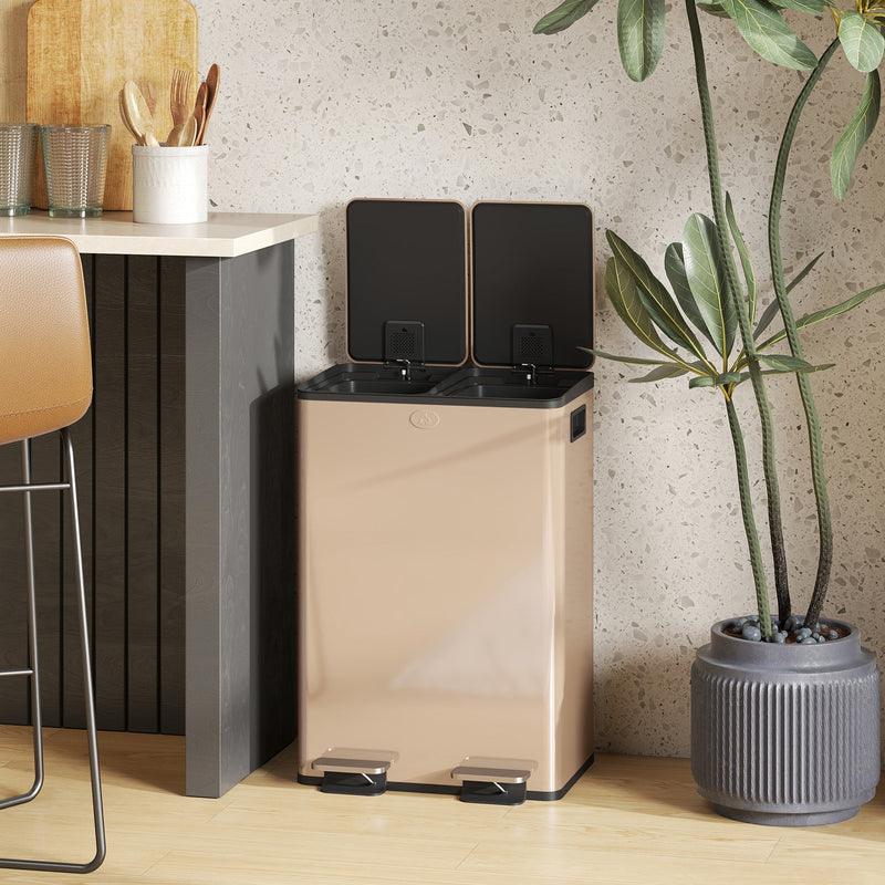 Kitchen Pedal Bin with Dual Compartments for Easy Rubbish and Recycling Separation