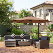 Cantilever Garden Parasol with Adjustable Shade and Crank Handle for Patio or Outdoor Use Coffee AOSOM