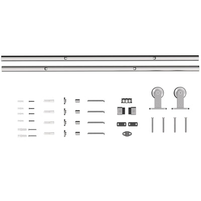 Sliding Door Hardware Kit for Quiet Wood Doors with Rustproof Stainless Steel Track Silver AOSOM