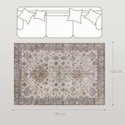 Non Slip Washable Flannel Area Rug for Living Room Bedroom or Office 170 x 120 cm Beige