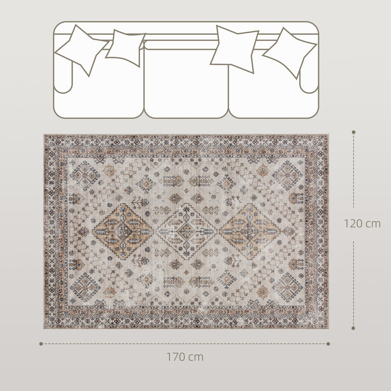 Non Slip Washable Flannel Area Rug for Living Room Bedroom or Office 170 x 120 cm Beige