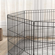 Eight Panel Metal Puppy Playpen Fence For Small Dogs Indoor And Outdoor Use Black