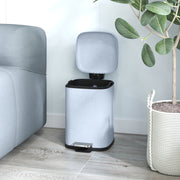 Light Blue 12L Metal Kitchen Bin with Modern Boxy Design by HOMCOM